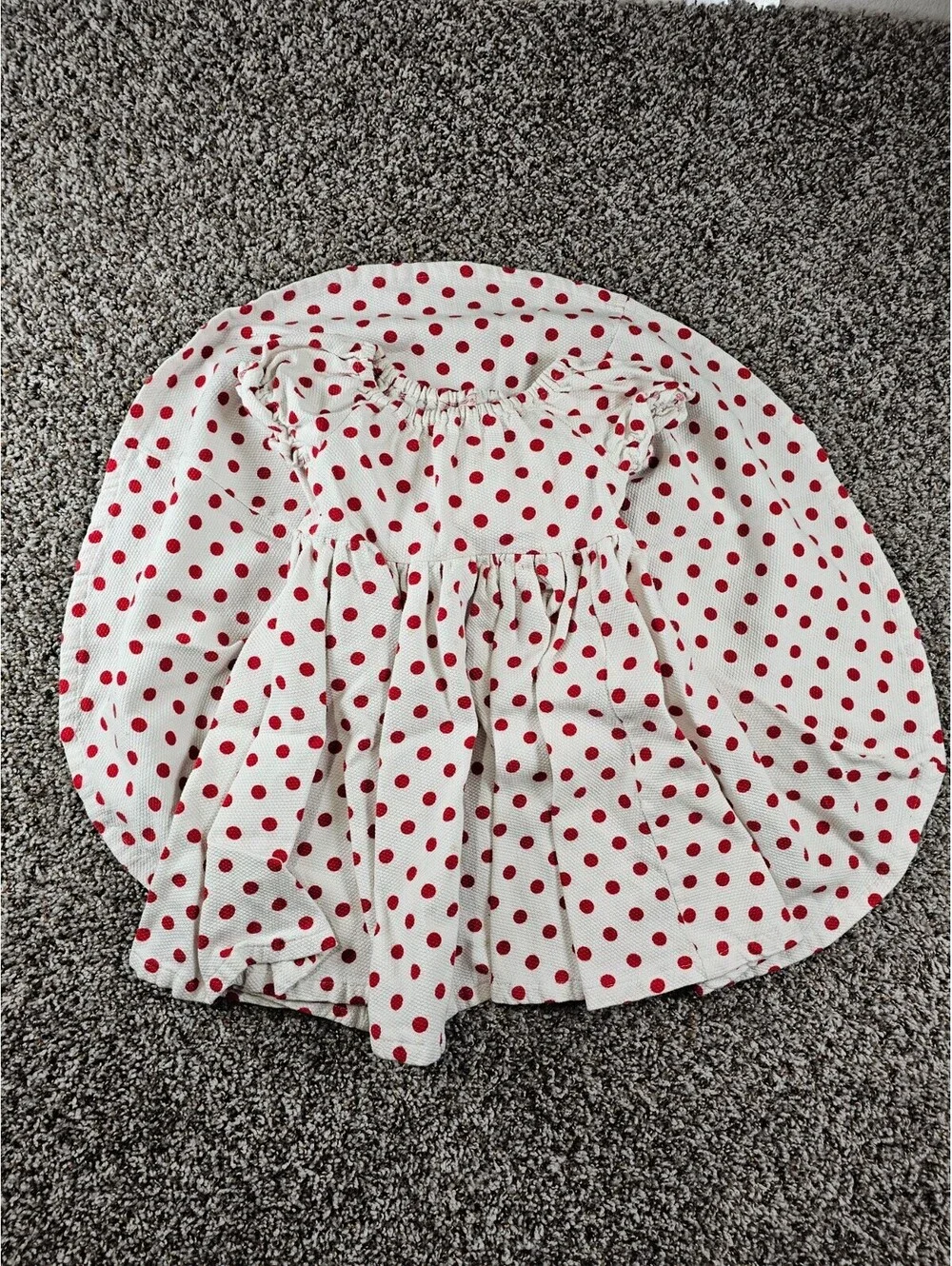 Vintage Handmade Toddler Girls Sz 4T Circle Dress Red White Polka Dot Formal